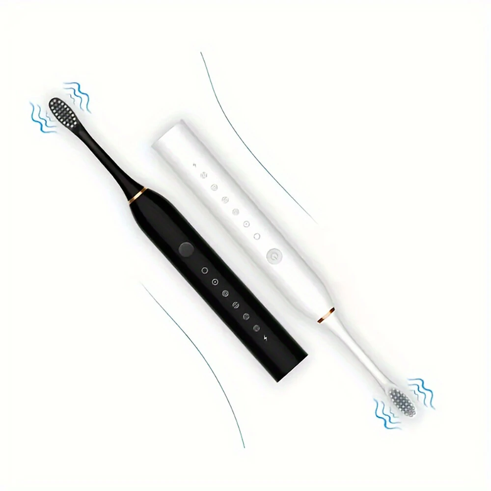 (image for) Ultrasonic Electric Toothbrush USB Charging Toothbrush for Adults Children Soft Bristles Portable Waterproof Brush Kit with 4 Brush Heads